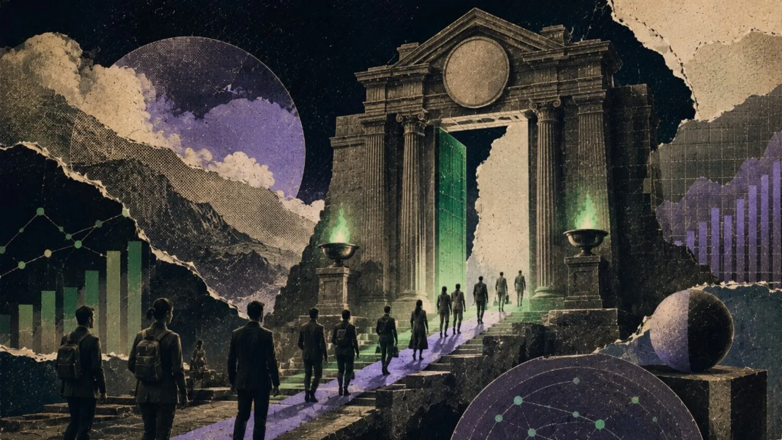 Editorial collage: founding gate for creator program launch